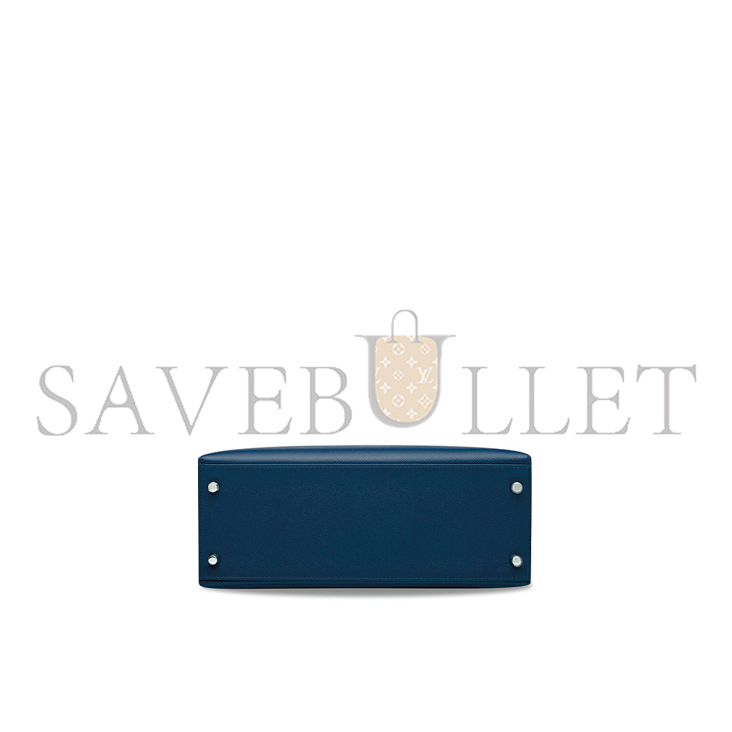 HERMÈS MASTER AN INDIGO KELLY 25 WITH PALLADIUM HARDWARE (25*17*7cm) 